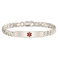 Sterling Silver Polished Medical Curb Link ID Bracelet - 15