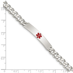 Sterling Silver Polished Medical Curb Link ID Bracelet - 15