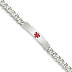 Sterling Silver Polished Medical Curb Link ID Bracelet - 15