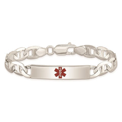 Sterling Silver Polished Medical Anchor Link ID Bracelet - 7