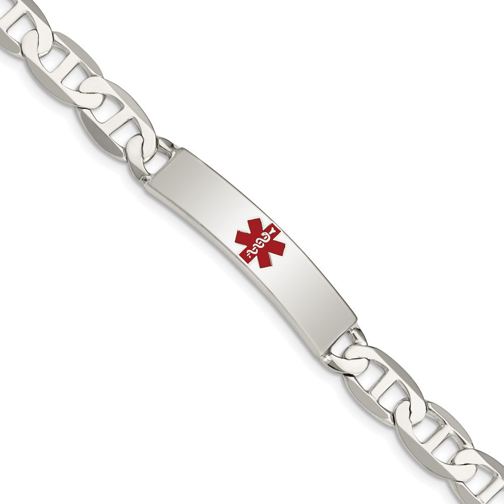 Sterling Silver Polished Medical Anchor Link ID Bracelet - 7