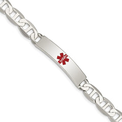 Sterling Silver Polished Medical Anchor Link ID Bracelet - 7