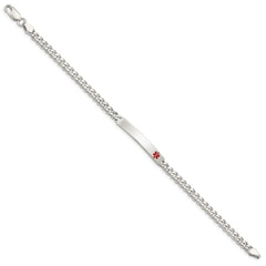 Sterling Silver Polished Medical Curb Link ID Bracelet - 9