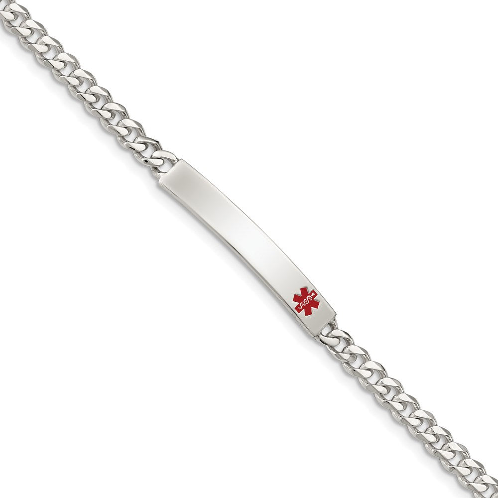 Sterling Silver Polished Medical Curb Link ID Bracelet - 9