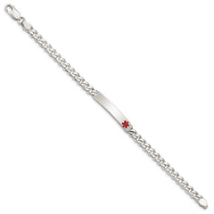 Sterling Silver Polished Medical Curb Link ID Bracelet - 8