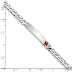 Sterling Silver Polished Medical Curb Link ID Bracelet - 8