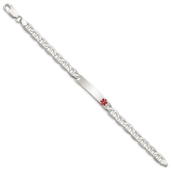 Sterling Silver Polished Medical Anchor Link ID Bracelet - 2