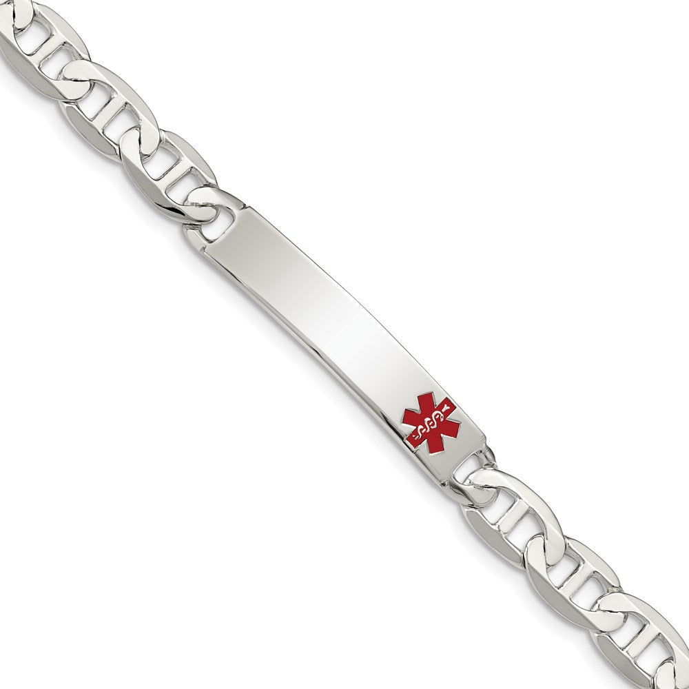 Sterling Silver Polished Medical Anchor Link ID Bracelet - 2
