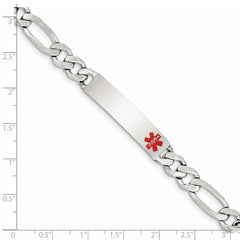 Sterling Silver Polished Medical Figaro Anchor Link ID Bracelet - 7