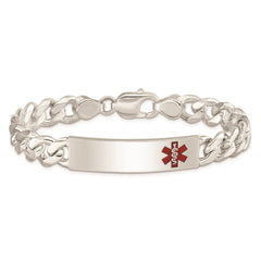 Sterling Silver Polished Medical Curb Link ID Bracelet - 12