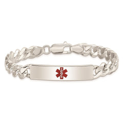 Sterling Silver Polished Medical Curb Link ID Bracelet - 2
