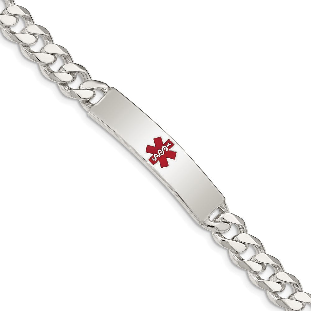 Sterling Silver Polished Medical Curb Link ID Bracelet - 2