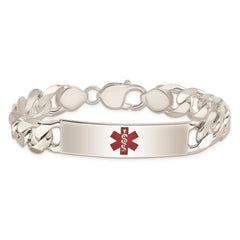 Sterling Silver Polished Medical Curb Link ID Bracelet - 4