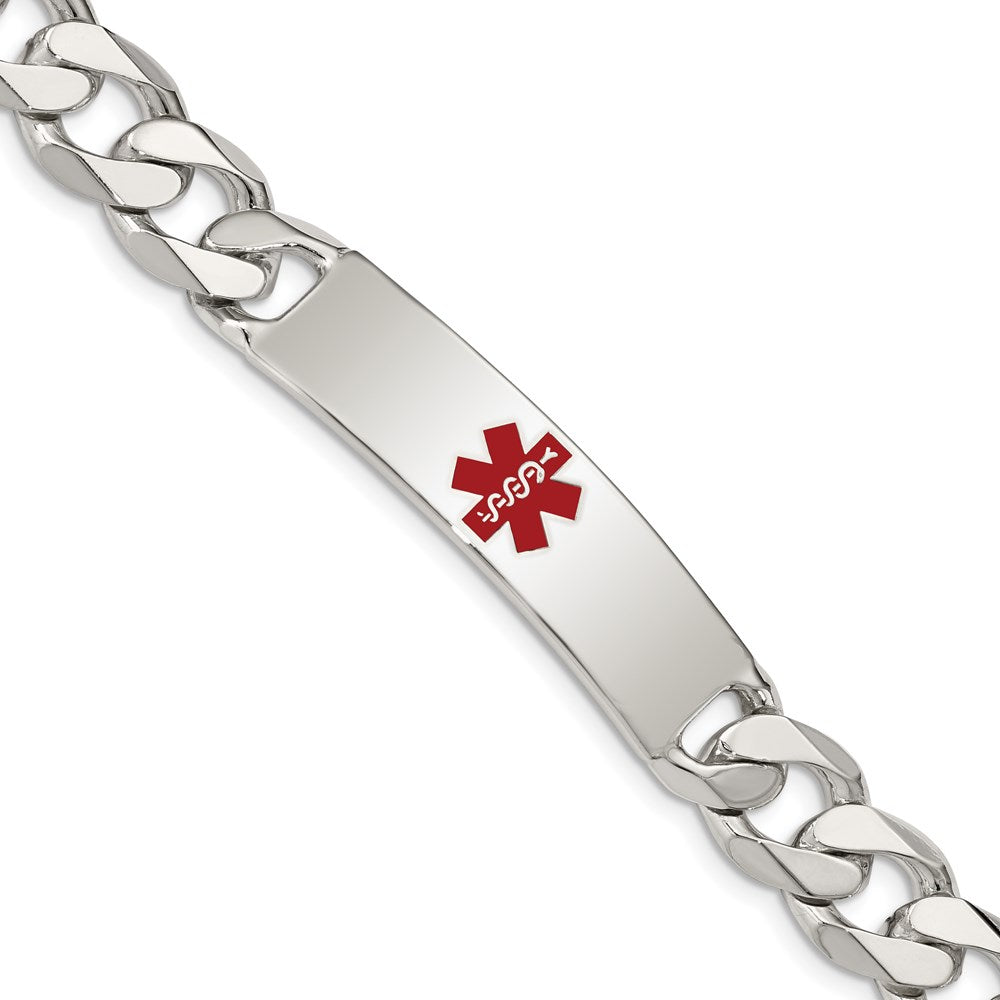 Sterling Silver Polished Medical Curb Link ID Bracelet - 4