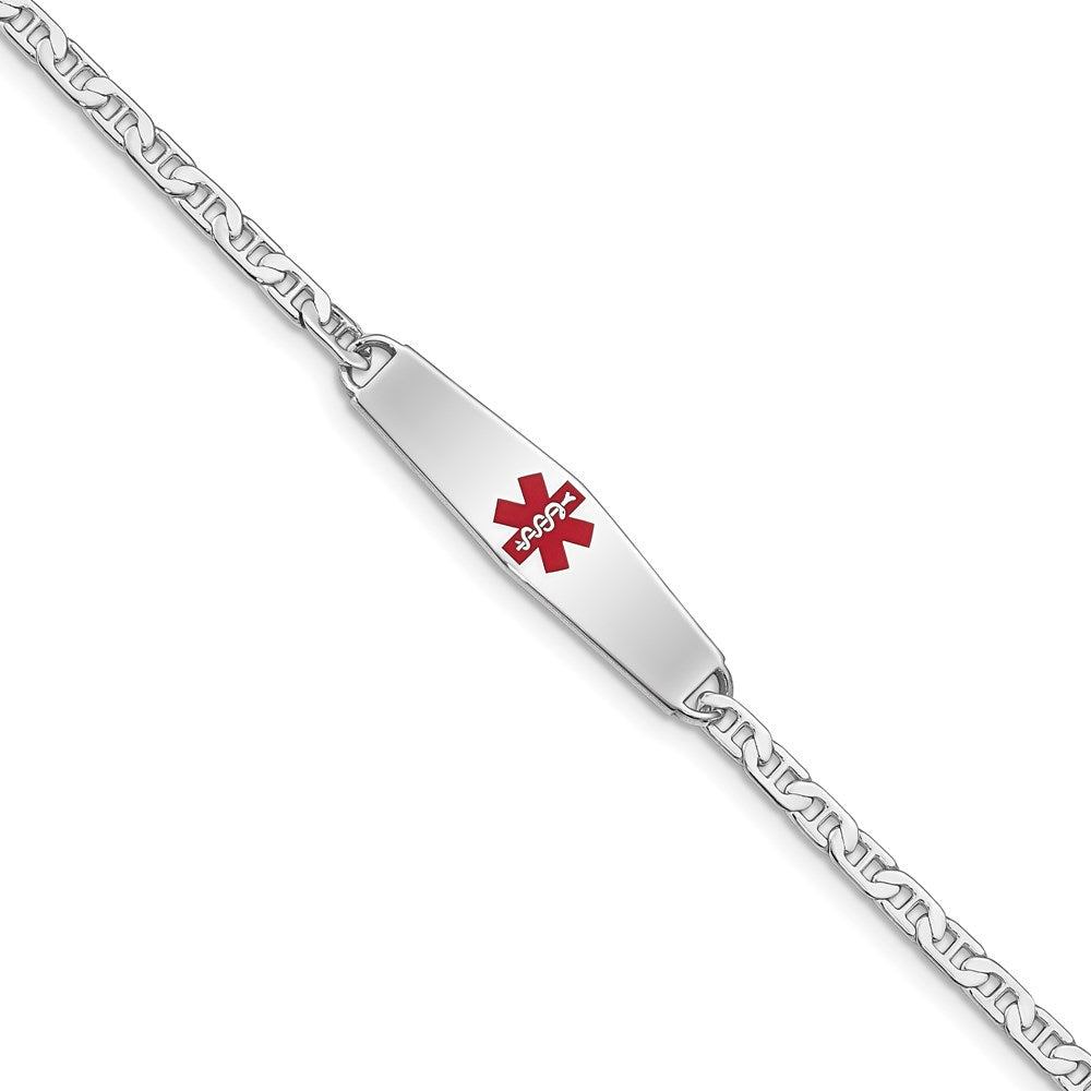Sterling Silver Rhodium-plated Medical ID Anchor Link Bracelet - 7