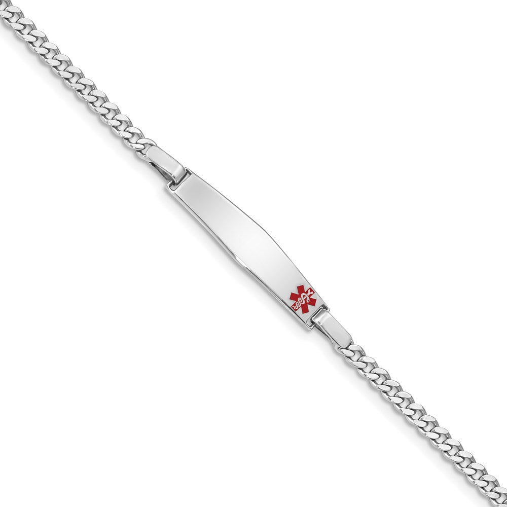 Sterling Silver Rhodium-plated Medical ID Curb Link Bracelet - 16