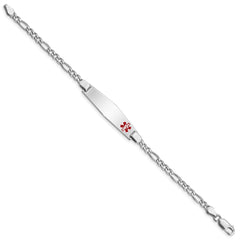 Sterling Silver Rhodium-plated Medical ID Figaro Link Bracelet - 16