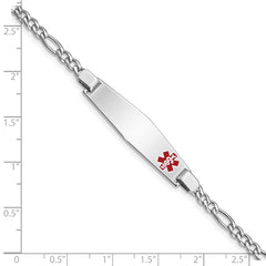 Sterling Silver Rhodium-plated Medical ID Figaro Link Bracelet - 16