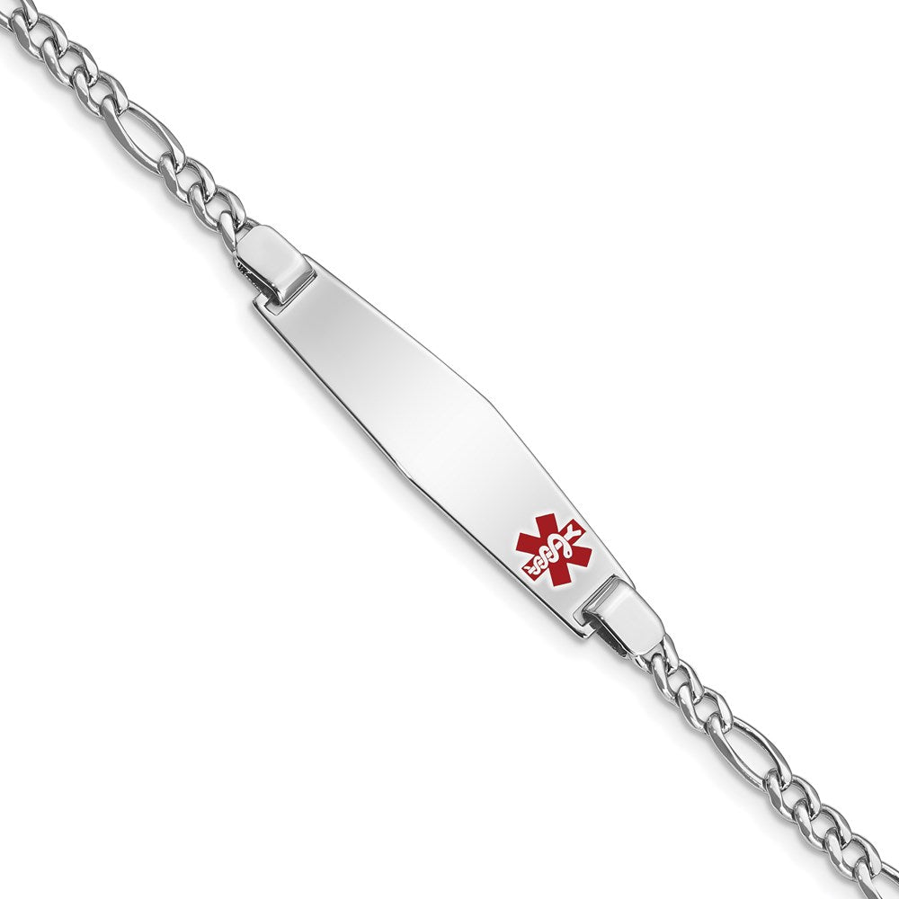 Sterling Silver Rhodium-plated Medical ID Figaro Link Bracelet - 16