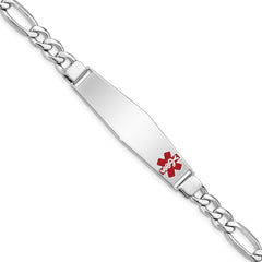 Sterling Silver Rhodium-plated Medical ID Figaro Link Bracelet - 17