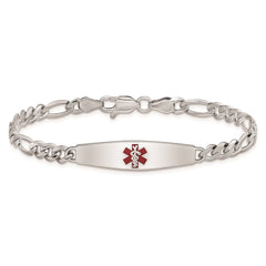 Sterling Silver Rhodium-plated Medical ID Figaro Link Bracelet - 3