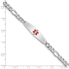 Sterling Silver Rhodium-plated Medical ID Figaro Link Bracelet - 3