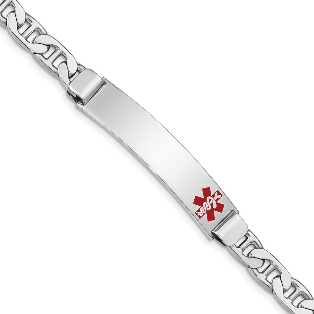 Sterling Silver Rhodium-plated Medical ID Anchor Link Bracelet - 2