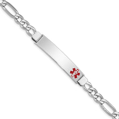 Sterling Silver Rhodium-plated Medical ID Figaro Link Bracelet - 18