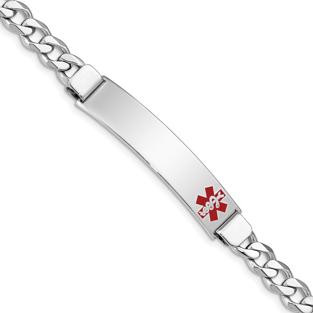 Sterling Silver Rhodium-plated Medical ID Curb Link Bracelet - 6