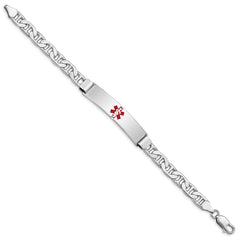 Sterling Silver Rhodium-plated Medical ID Anchor Link Bracelet - 12