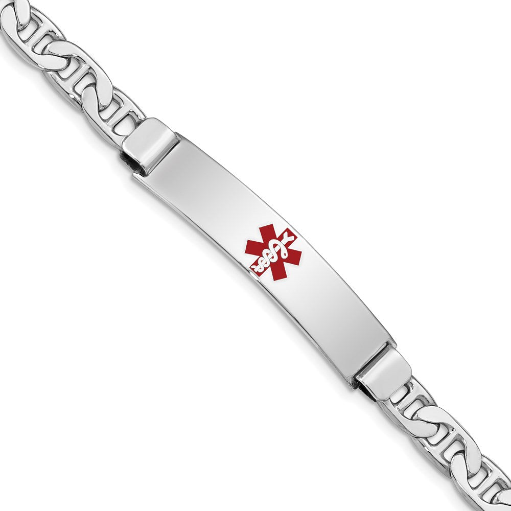Sterling Silver Rhodium-plated Medical ID Anchor Link Bracelet - 11