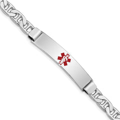 Sterling Silver Rhodium-plated Medical ID Anchor Link Bracelet - 12