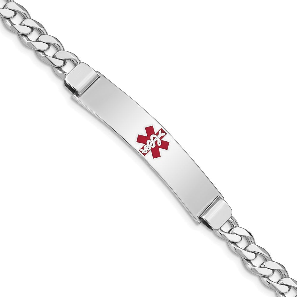 Sterling Silver Rhodium-plated Medical ID Curb Link Bracelet - 21