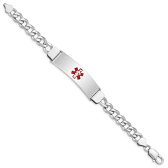 Sterling Silver Rhodium-plated Medical ID Curb Link Bracelet - 22