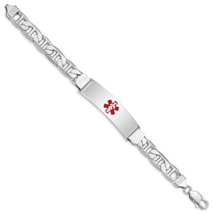 Sterling Silver Rhodium-plated Medical ID Anchor Link Bracelet - 20