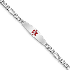 Sterling Silver Rhodium-plated Medical ID Figaro Link Bracelet - 3