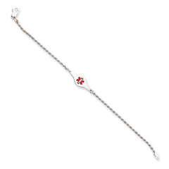 Sterling Silver Rhodium-plated Medical ID Rope Link Bracelet - 3