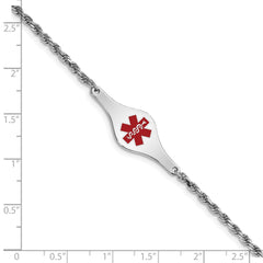 Sterling Silver Rhodium-plated Medical ID Rope Link Bracelet - 2
