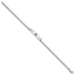 Sterling Silver Rhodium-plated Medical ID Curb Link Bracelet - 13