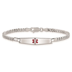 Sterling Silver Rhodium-plated Medical ID Curb Link Bracelet - 13
