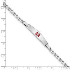 Sterling Silver Rhodium-plated Medical ID Curb Link Bracelet - 13