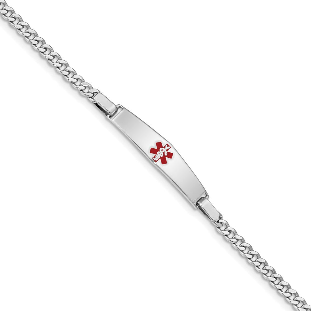 Sterling Silver Rhodium-plated Medical ID Curb Link Bracelet - 13