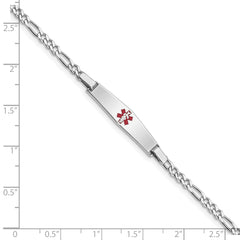 Sterling Silver Rhodium-plated Medical ID Figaro Link Bracelet - 5