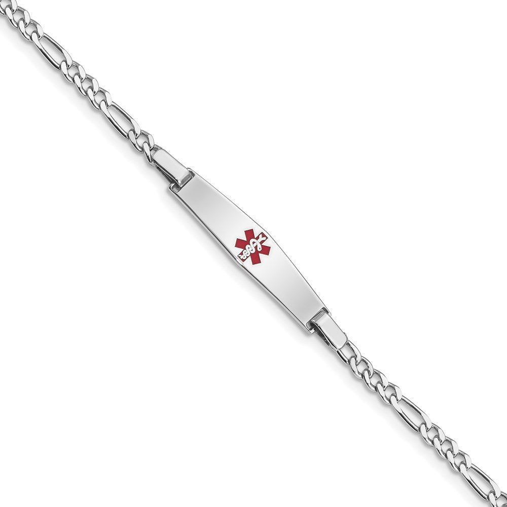 Sterling Silver Rhodium-plated Medical ID Figaro Link Bracelet - 5