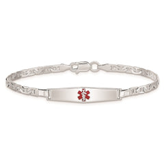 Sterling Silver Rhodium-plated Medical ID Anchor Link Bracelet - 21