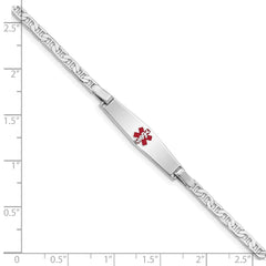 Sterling Silver Rhodium-plated Medical ID Anchor Link Bracelet - 21