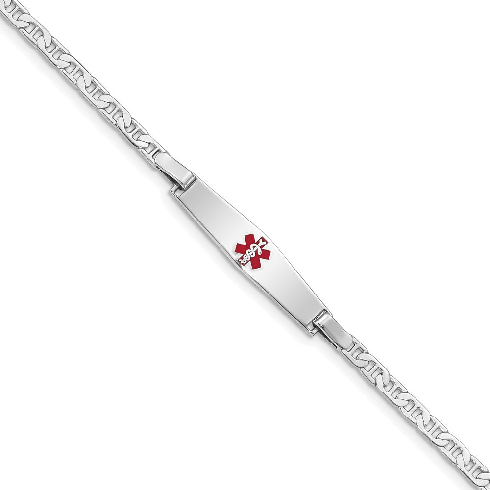 Sterling Silver Rhodium-plated Medical ID Anchor Link Bracelet - 21