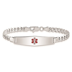 Sterling Silver Rhodium-plated Medical ID Curb Link Bracelet - 23