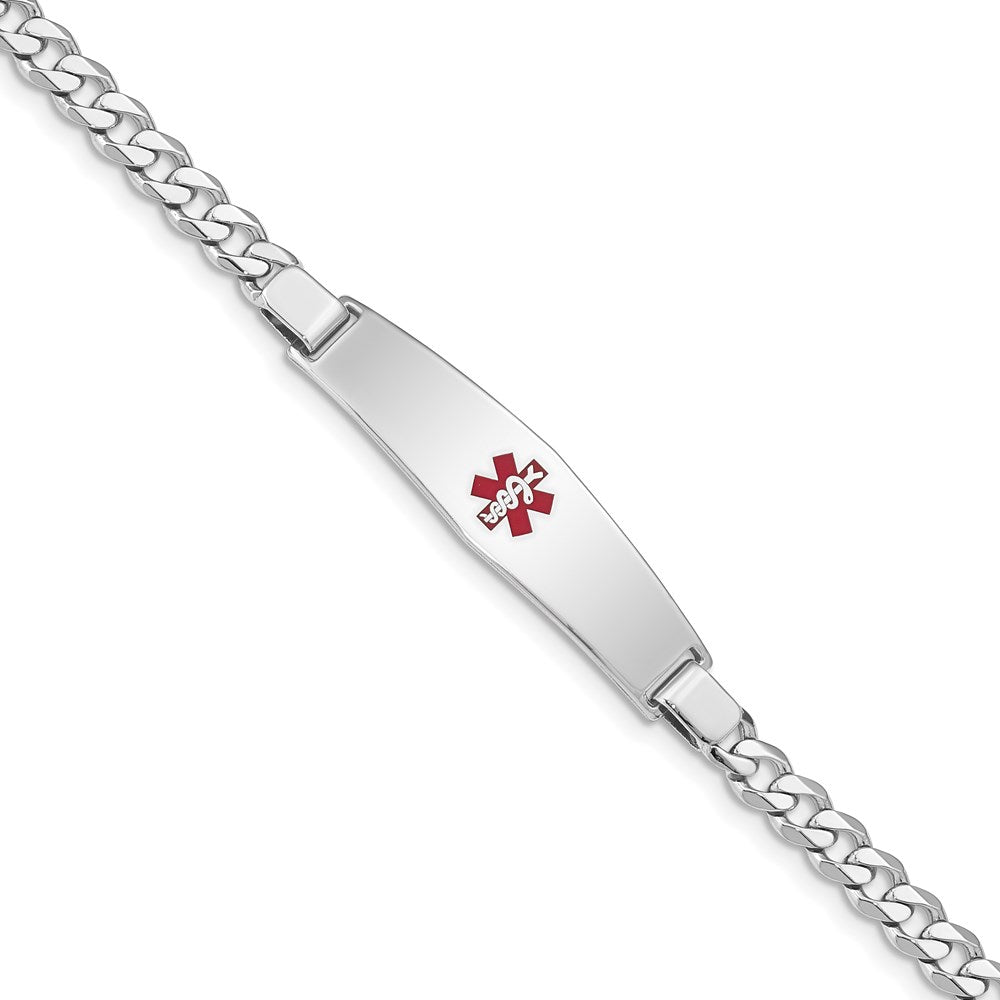 Sterling Silver Rhodium-plated Medical ID Curb Link Bracelet - 23