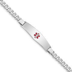 Sterling Silver Rhodium-plated Medical ID Curb Link Bracelet - 23